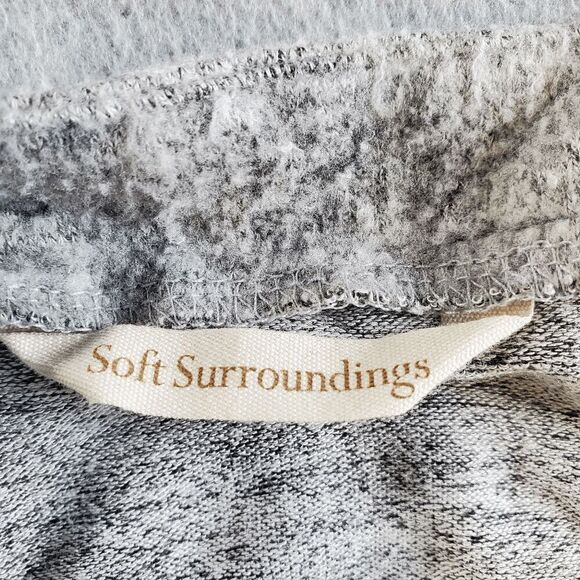 Soft Surroundings Dress Womens Medium Gray Sweater Tie Waist Pockets Split Neck - Picture 6 of 11